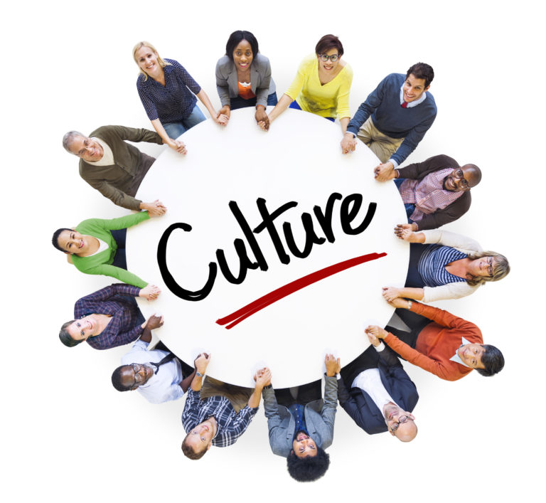 Community gathering with "Culture" text